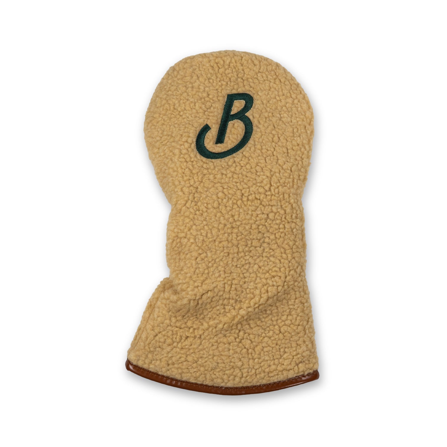 Banter Golf Icon Driver Headcover in Beige — front view, wool and leather trim