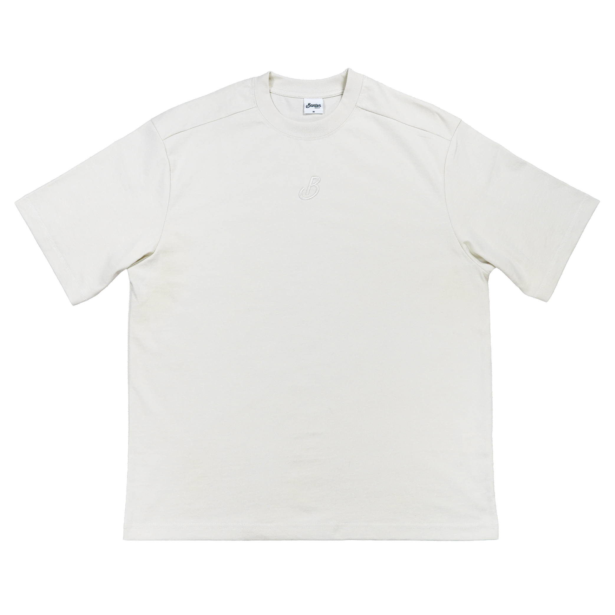 Banter Golf Icon Tee in Beige — front view, embroidered Banter icon